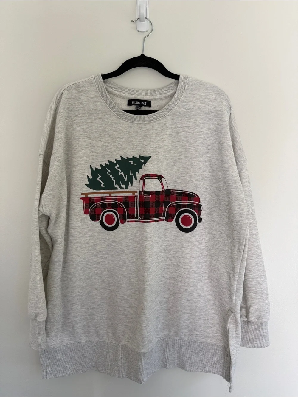 Ellen Tracy Gray Holiday Sweatshirt XXL